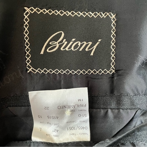 BRIONI PARLAMENTO/SIGMA Charcoal Two-Piece 100% Wool Two-Button Twill Suit - Picture 8 of 10